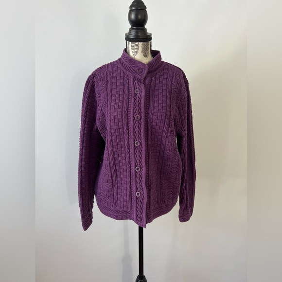 L.L Bean purple button up cardigan - Picture 1 of 6